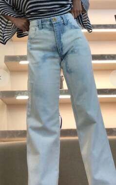 R.G. Kane Carpenter Straight Leg Pants Blue & White Tie Dye Size 2